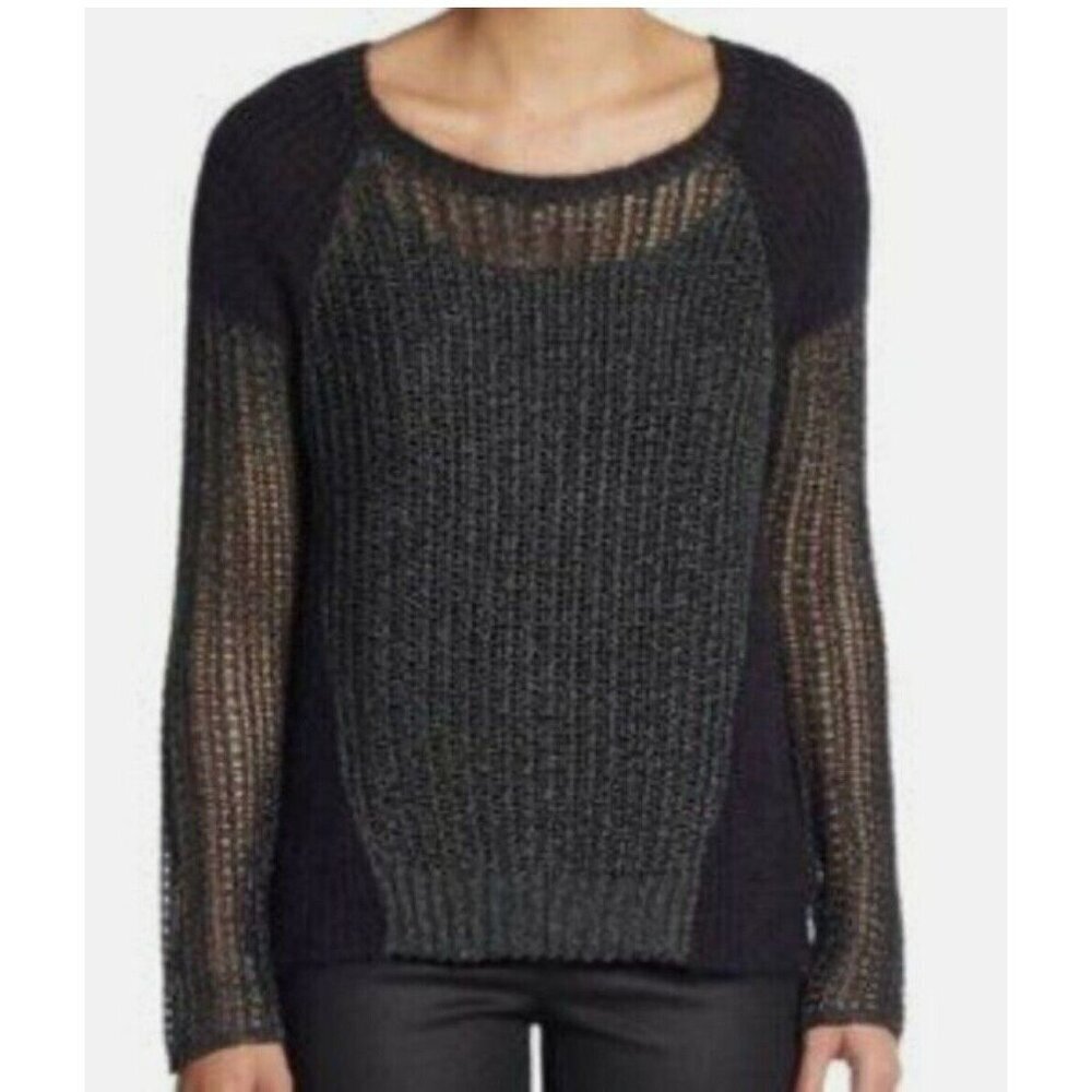 The‎ Fisher Project Eileen Sweater Womens Sz XS Black Metallic Pullover Grunge